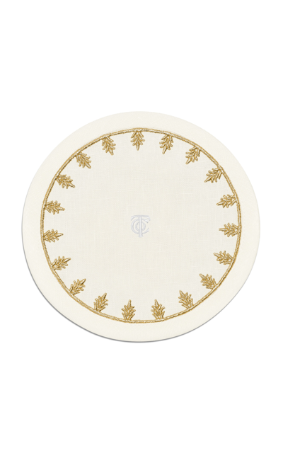 Tiffany & Co Crest Embroidered-linen Coaster In White