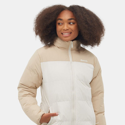 Bench Dna Prarie Two-tone Bomber Jacket In White