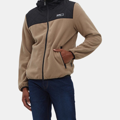 Bench Dna Mens Tatra Zip-up Hooded Polar Fleece Jacket In Brown