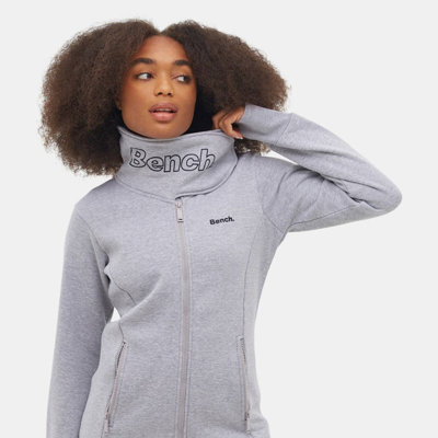 Bench Dna Womens Original Zip-up Funnel Neck Sweatshirt In Grey