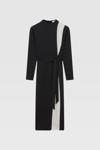 Reiss Millie - Black/white Petite Contrast Stripe Belted Midi Dress, Us 4