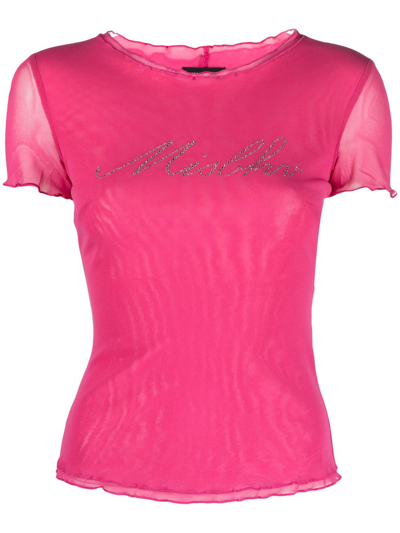 Misbhv Logo-embellished Mesh T-shirt In Pink