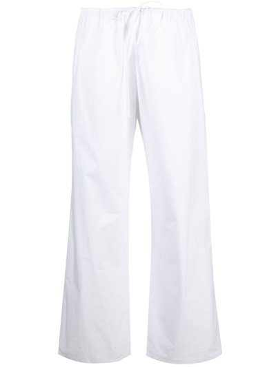 Matteau White Drawstring Wide Leg Trousers