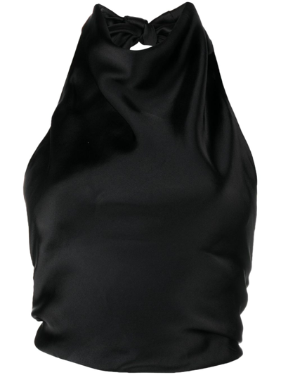 Matteau Cowl-neck Open-back Satin Top In Black