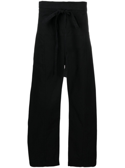 Matteau Black Drawstring Cotton Trousers