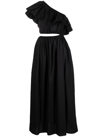 Matteau One-shoulder Asymmetric Maxi Dress In Black