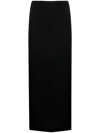 Matteau Wool Blend Crepe Long Skirt In Black