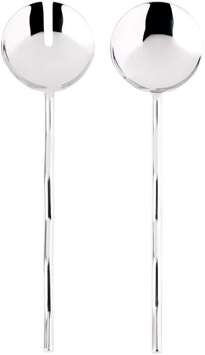 Fazeek Silver Wave Salad Server Spoons In S/s