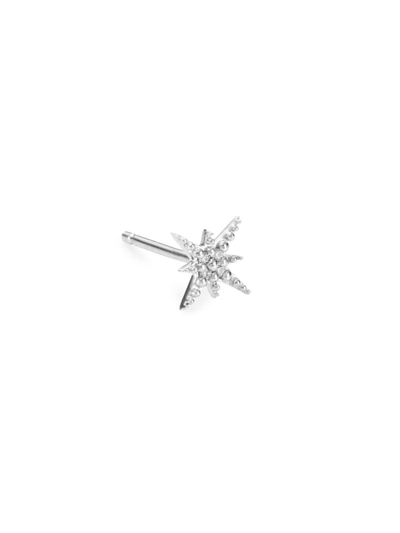 Sydney Evan Starburst Diamond Single Stud Earring In White/gold
