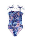 AGUA BENDITA LITTLE GIRL'S & GIRL'S DIVING INTO DREAMS LEWIS BOREAL ONE-PIECE SWIMSUIT
