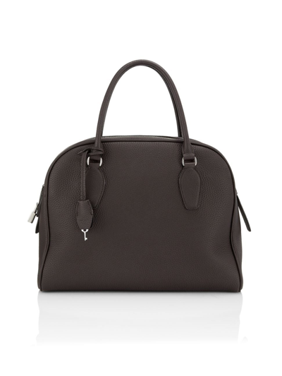 The Row India 12 Top-handle Bag In Deerskin Leather In Dark Brown