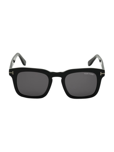 Tom Ford Men's 53mm Square Sunglasses In Shiny Black Smoke