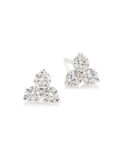 Roberto Coin Women's Diamond Classic 18k White Gold & Diamond Cluster Stud Earrings In Metallic