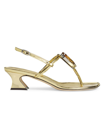 Giuseppe Zanotti Women's Kangu 70mm Metallic Leather Teardrop Sandals In Oro