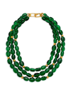Kenneth Jay Lane Women's 3-strand Emerald Glass Bead Nested Necklace In Gold Emerald