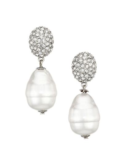 Kenneth Jay Lane Women's Crystal & Glass Pearl Drop Earrings In White