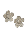 Nina Gilin Flower Diamond Stud Earrings In Black Rhodium Silver