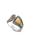 Samuel B. 18k Yellow Gold & Sterling Silver Hammered Ring In Silver/ Gold