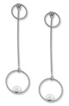 Samuel B. Sterling Silver Pearl Open Circle Drop Earrings In Silver