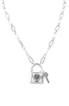Samuel B. Sterling Silver & 18k Gold Garnet Lock & Key Pendant Necklace In Silver/ Red