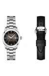 Tissot T-my Diamond Automatic Bracelet Watch & Leather Strap Gift Set, 29.3mm In Anthracite