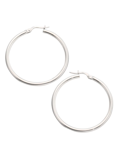 Roberto Coin 18k White Gold Hoop Earrings In Silver