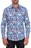 Robert Graham Abstract Floral Print Cotton Button-up Shirt In Blue Multi