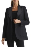 Reiss Black Oe Velvet Single-breasted Blazer In Black
