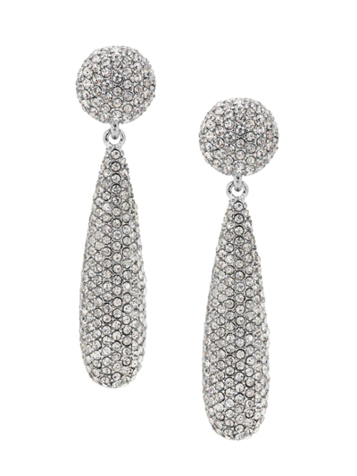 Kenneth Jay Lane Women's Pavé Silvertone Teardrop Earrings In Rhodium Crystal
