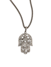 Nina Gilin Diamond Hamsa Pendant Necklace In Black Rhodium Silver