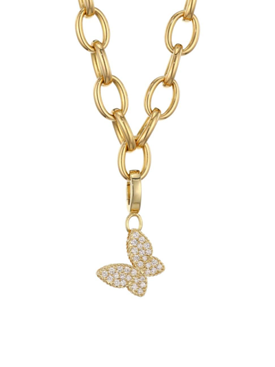 Roberto Coin Princess Charms 18k Yellow Gold & Diamond Butterfly Charm In White Gold