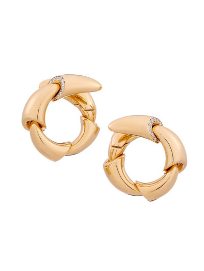 Vhernier Women's Calla 18k Rose Gold, Titanium & 2-edge Diamond Wraparound Hoop Earrings In Pink Gold