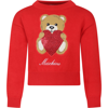 MOSCHINO RED SWEATER FOR GIRL WITH TEDDY BEAR AND HEART