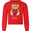 Moschino Teddy Bear Cotton And Wool Sweater In Red