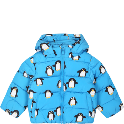 Stella Mccartney Babies'  Kids Boys Blue Penguin Print Puffer Jacket