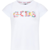 GCDS MINI WHITE T-SHIRT FOR GIRL WITH PATTERNED LOGO