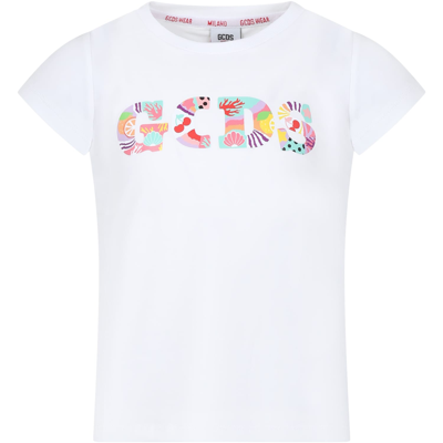 Gcds Mini Kids' White T-shirt Girl