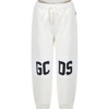 GCDS MINI WHITE TROUSERS FOR KIDS WITH LOGO