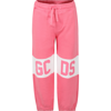 GCDS MINI PINK TROUSERS FOR GIRL WITH LOGO