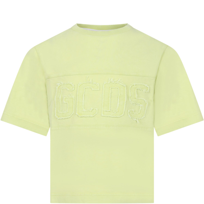 Gcds Mini Yellow T-shirt For Kids With Logo