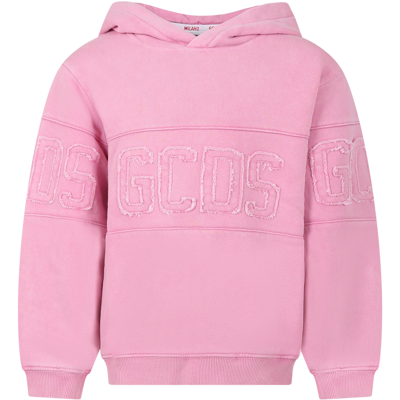 Gcds Mini Pink Sweatshirt For Kids With Logo