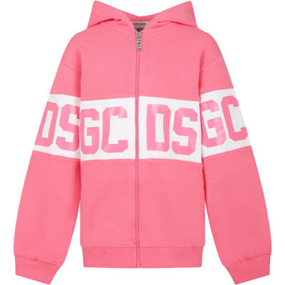 Gcds Mini Kids' Pink Sweatshirt For Girl With Logo