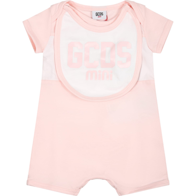 Gcds Mini Jumpsuit For Babies With Logo In Pink