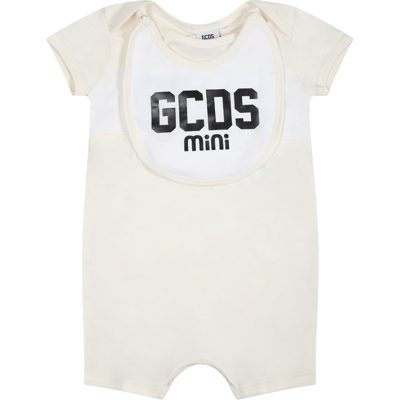 Gcds Mini Jumpsuit For Babies With Logo In White