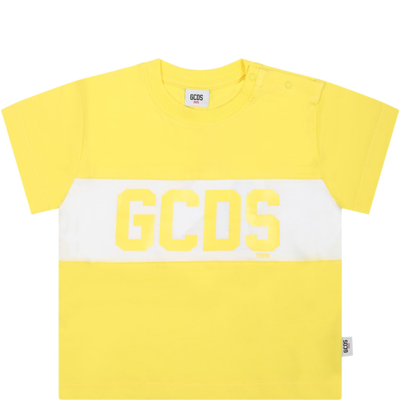 Gcds Mini Yellow T-shirt For Babykids With Logo