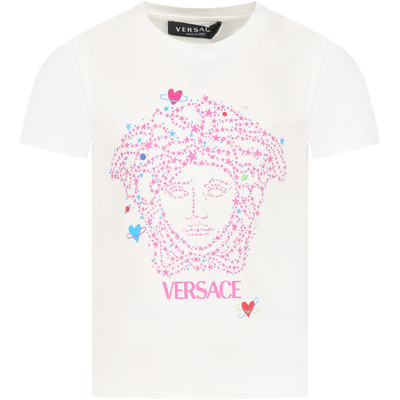 Versace Kids' Medusa-print Cotton T-shirt In White
