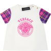 Versace White T-shirt For Baby Girl With Medusa And Logo In White