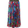 Versace Light Blue Skirt Forgirl With Flowers Print In Multicolor