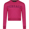 VERSACE FUCHSIA SWEATER FOR GIRL WITH LOGO