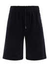 Saint Laurent Logo Cotton Shorts In Noir/naturel